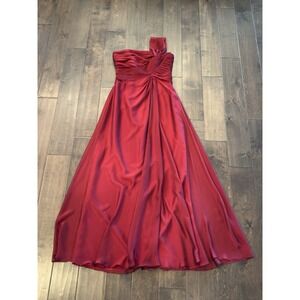 B2 Jasmine Size 8 Bridesmaid Red Burgundy One Shoulder Dress Formal Party Maxi